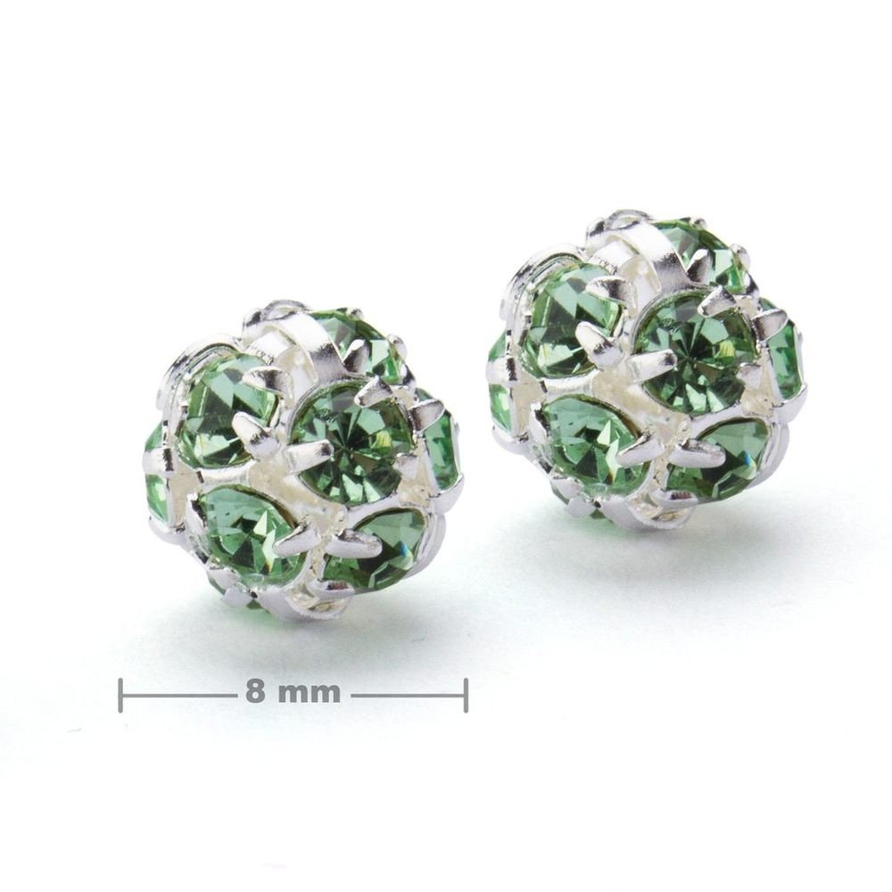 Štrasová kulička 8mm stříbrná Peridot - 10 ks