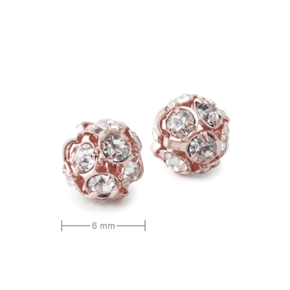 Štrasová kulička 6mm rose gold Crystal - 10 ks