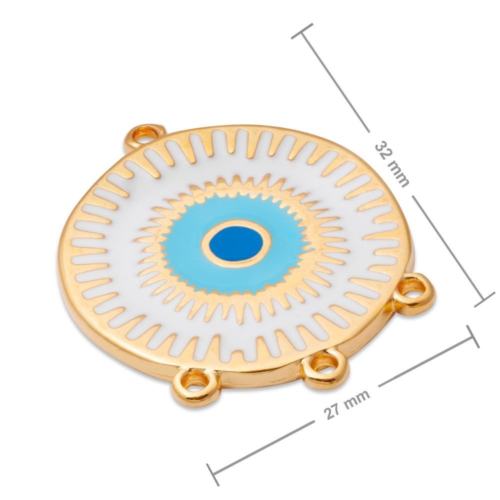 Manumi ozdobné víceřadé ramínko bílé Boho oko 32x27mm pozlacené - 1 ks
