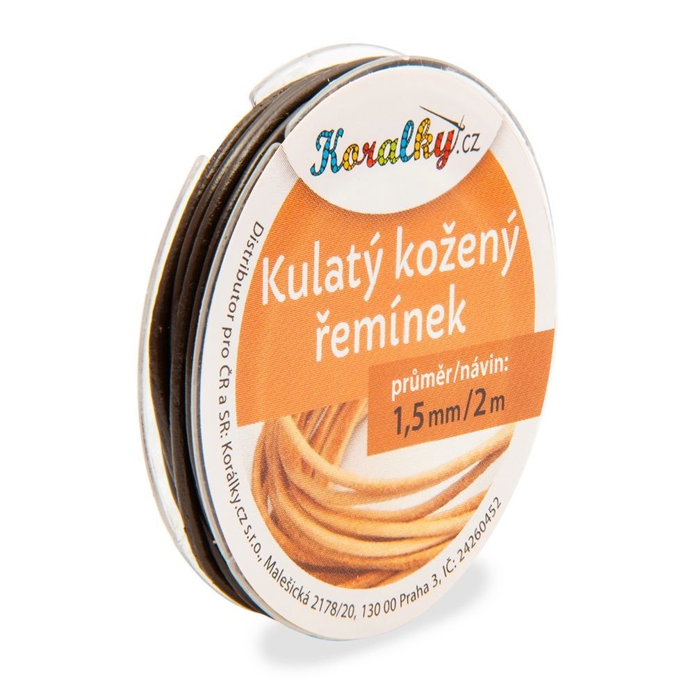 Manumi Kulatý kožený řemínek 1,5mm/2m hnědý č.28 - 1 ks