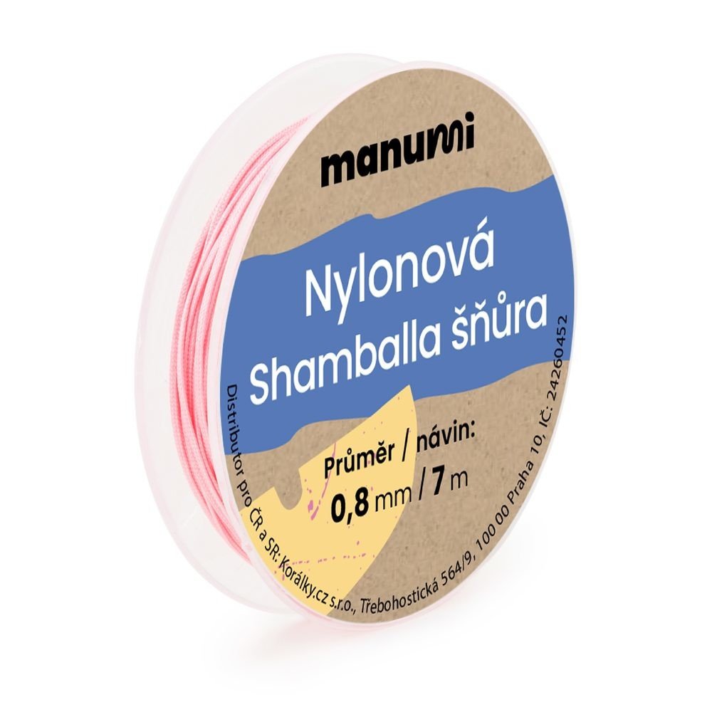 Manumi Nylonová šňůrka na Shamballa náramky 0,8mm/7m světle růžová č.32 - 1 ks