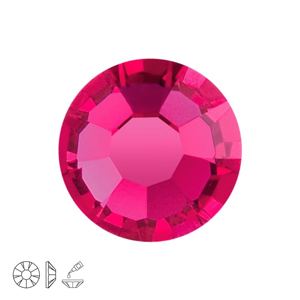 PRECIOSA a.s. Preciosa MC nalepovací šatonová růže MAXIMA SS16 Fuchsia - 24 ks