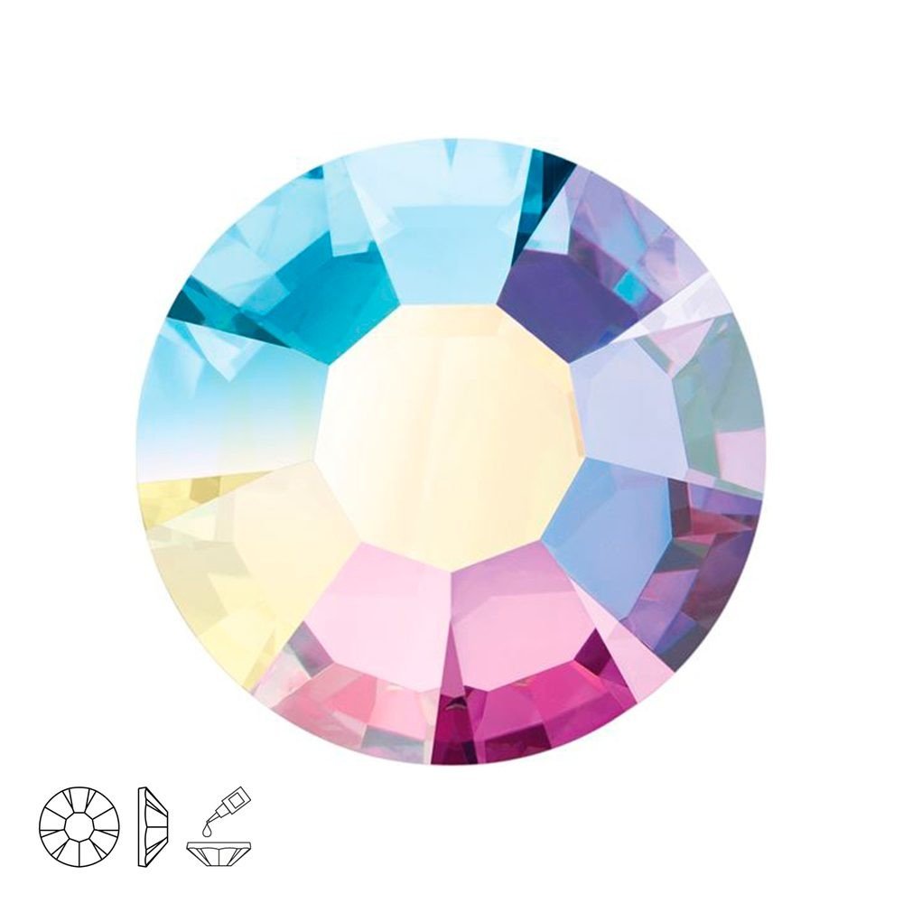 PRECIOSA a.s. Preciosa MC nalepovací šatonová růže MAXIMA SS34 Crystal AB - 12 ks