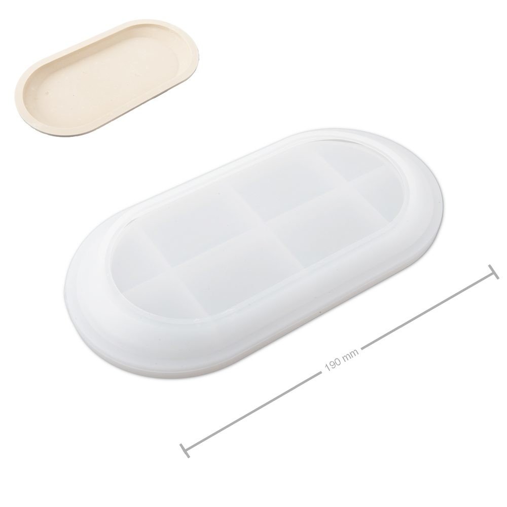 Silikonová forma na odlévání kreativní hmoty podtácek ovál 190x96x16mm - 1 ks