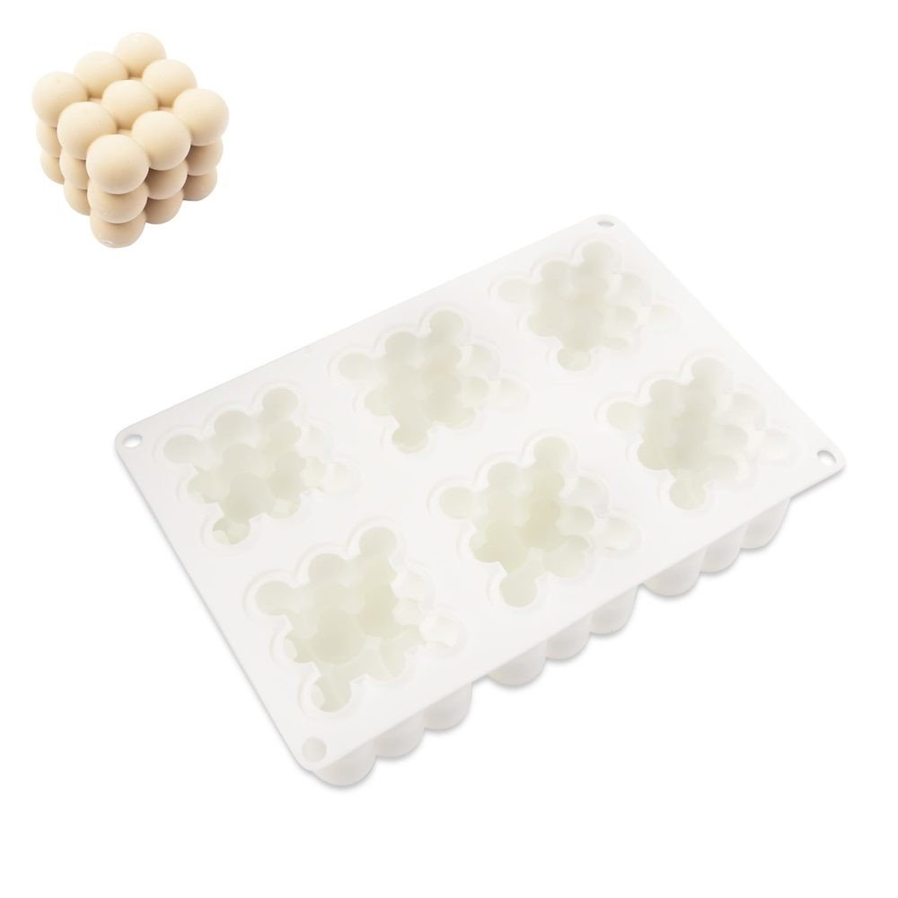 Silikonová forma na odlévání kreativní hmoty kuličková krychle 6ks 60mm - 1 ks