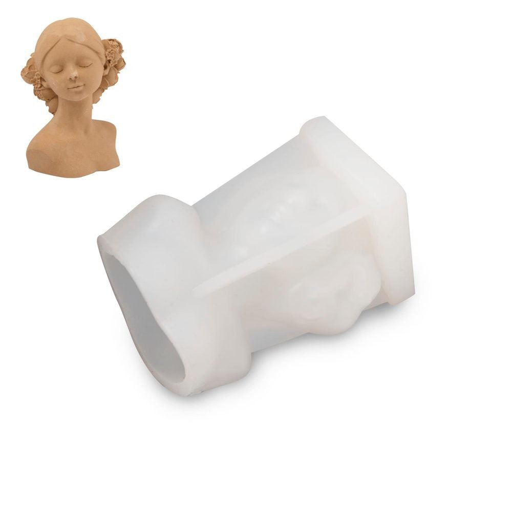 Silikonová forma na odlévání kreativní hmoty dívka s květy ve vlasech 88x72x108mm - 1 ks