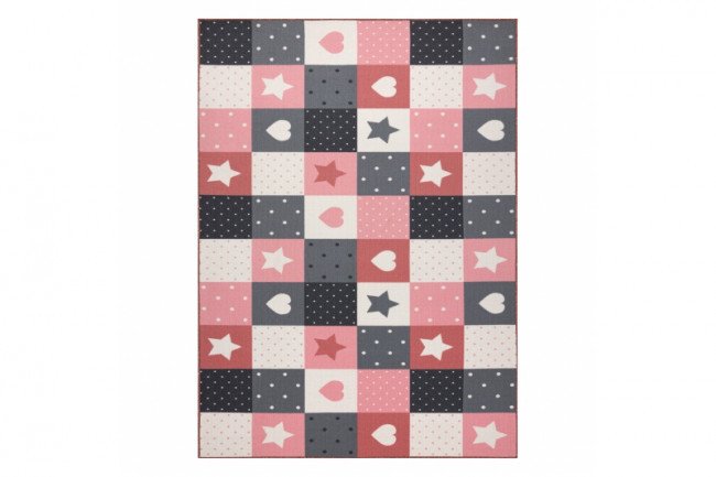 Koberec STARS hviezdy - růžový, šedý