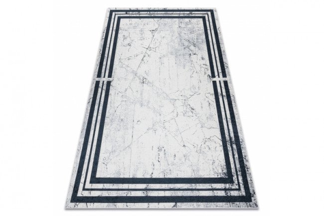 Koberec protiskluzový ANDRE 1023 Ramka marmur, černý / bílý