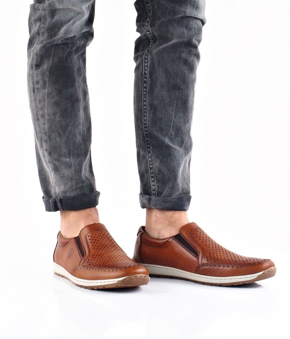 Rieker pánské kožené polobotky - hnědé - 40