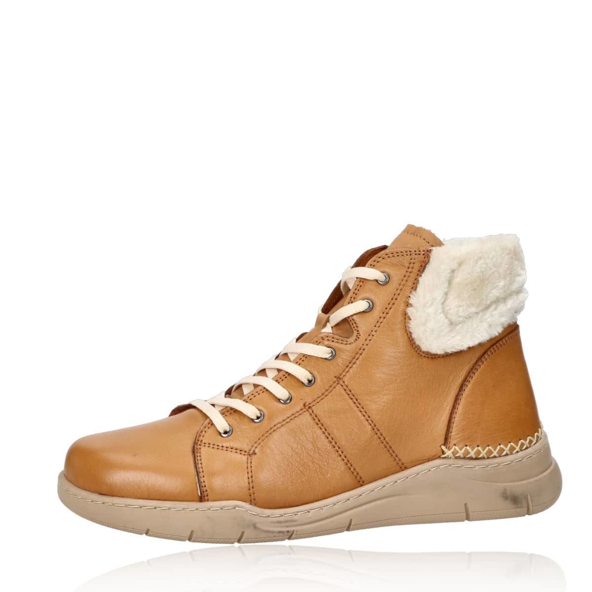 Robel dámské kožené kotníkové kozačky na zip - hnědé - 36