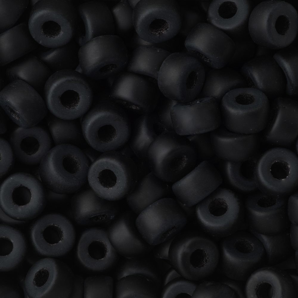 Skleněné korálky se širokým průtahem 6mm Jet Matt - 150 ks