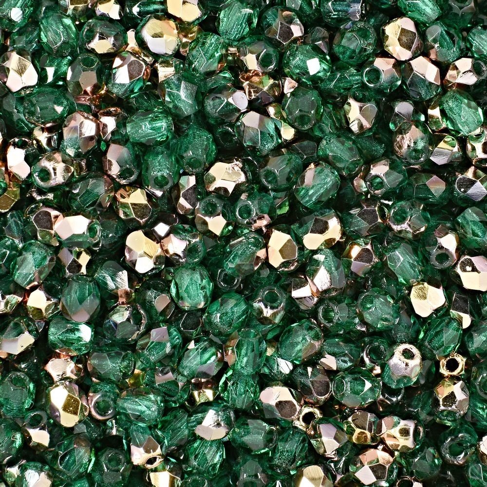 Broušené korálky 3mm Copper Emerald - 300 ks