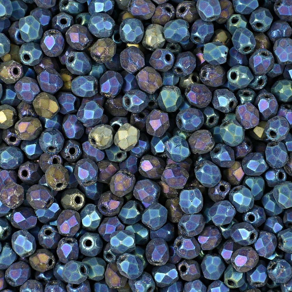 Broušené korálky 3mm Matte Iris Blue - 300 ks