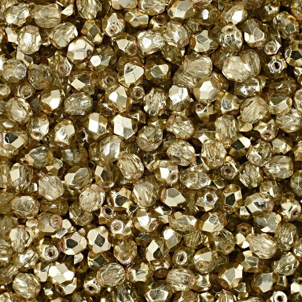 Broušené korálky 3mm Coated Crystal Gold Topaz - 300 ks