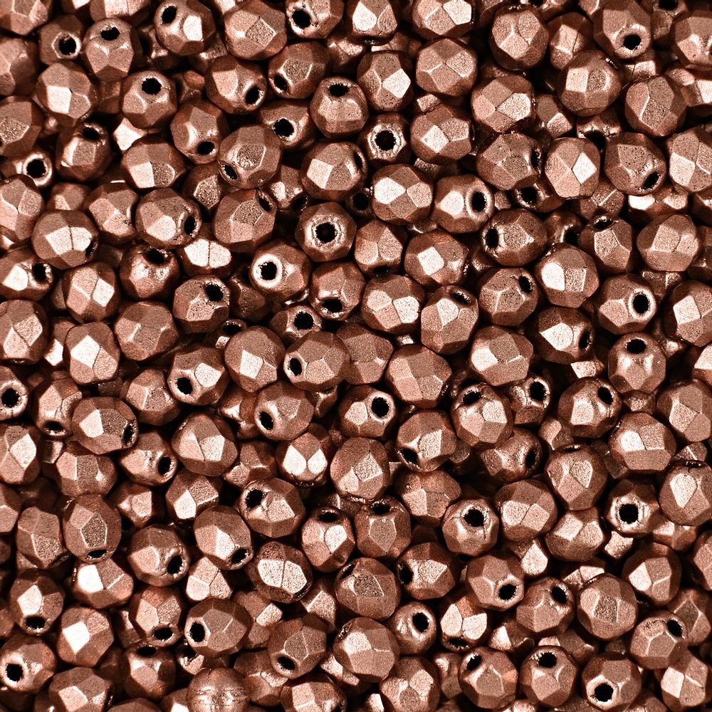 Broušené korálky 3mm Matte Metallic Copper - 300 ks