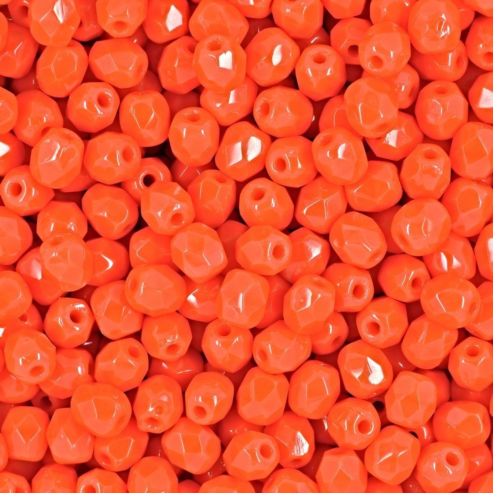 Broušené korálky 4mm Opaque Bright Orange - 225 ks