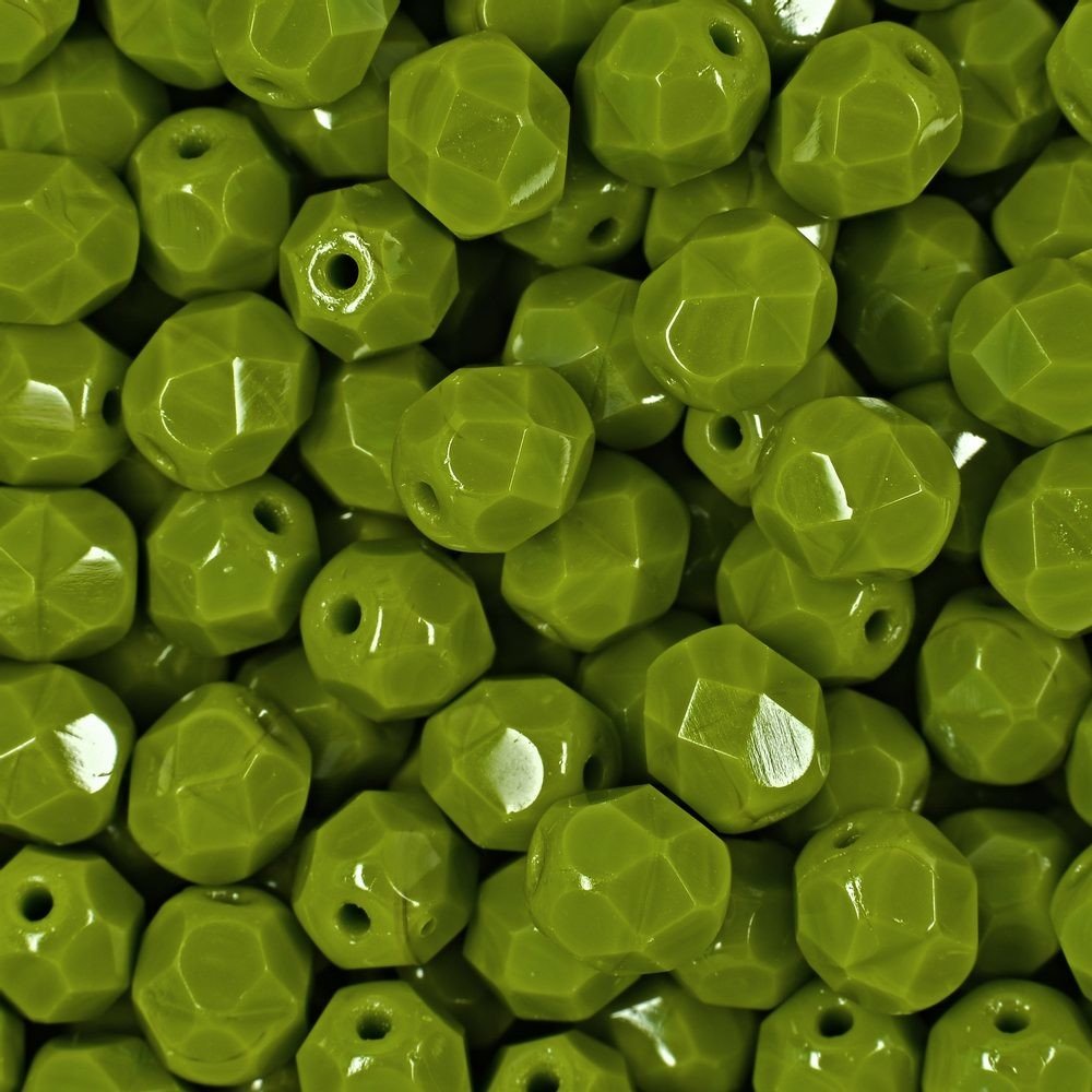 Broušené korálky 6mm Opaque Olivine - 150 ks