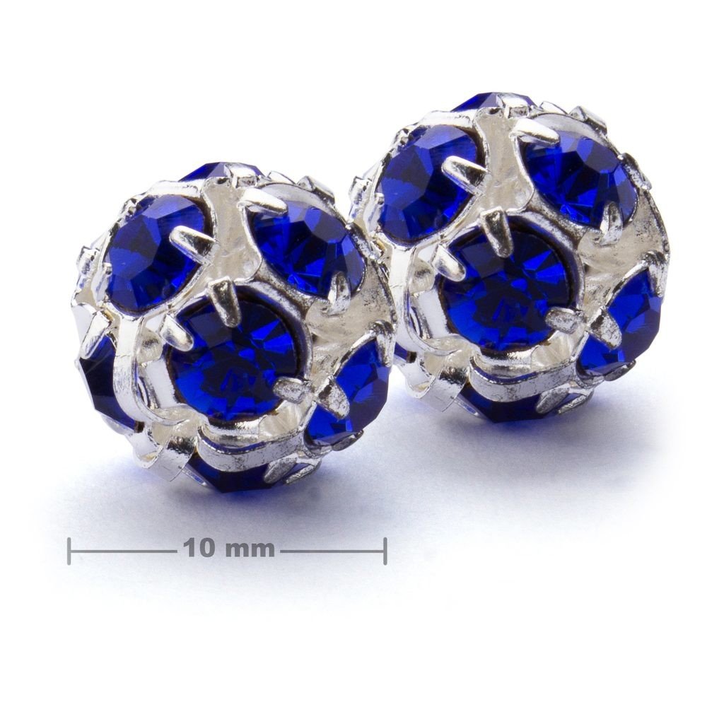 Štrasová kulička 10mm stříbrná Sapphire - 1 ks