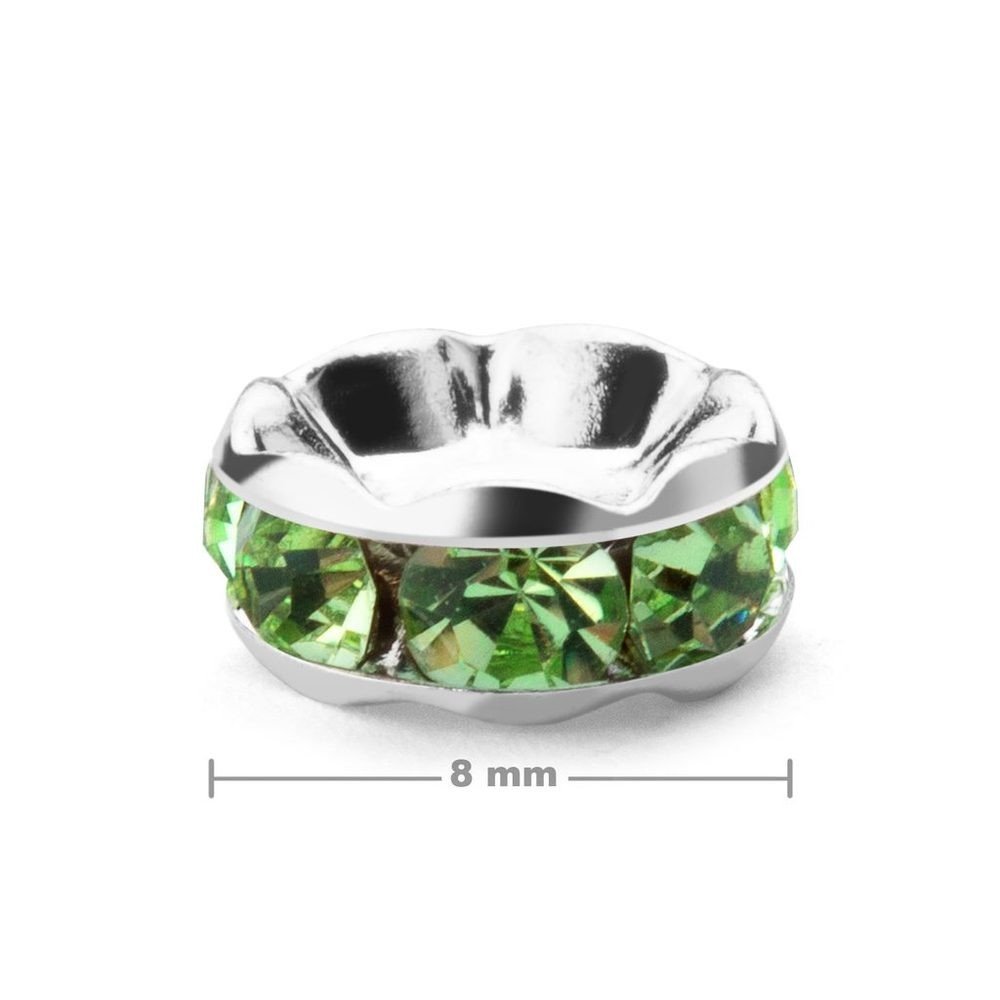 Štrasová rondelka 8mm stříbrná Peridot - 20 ks