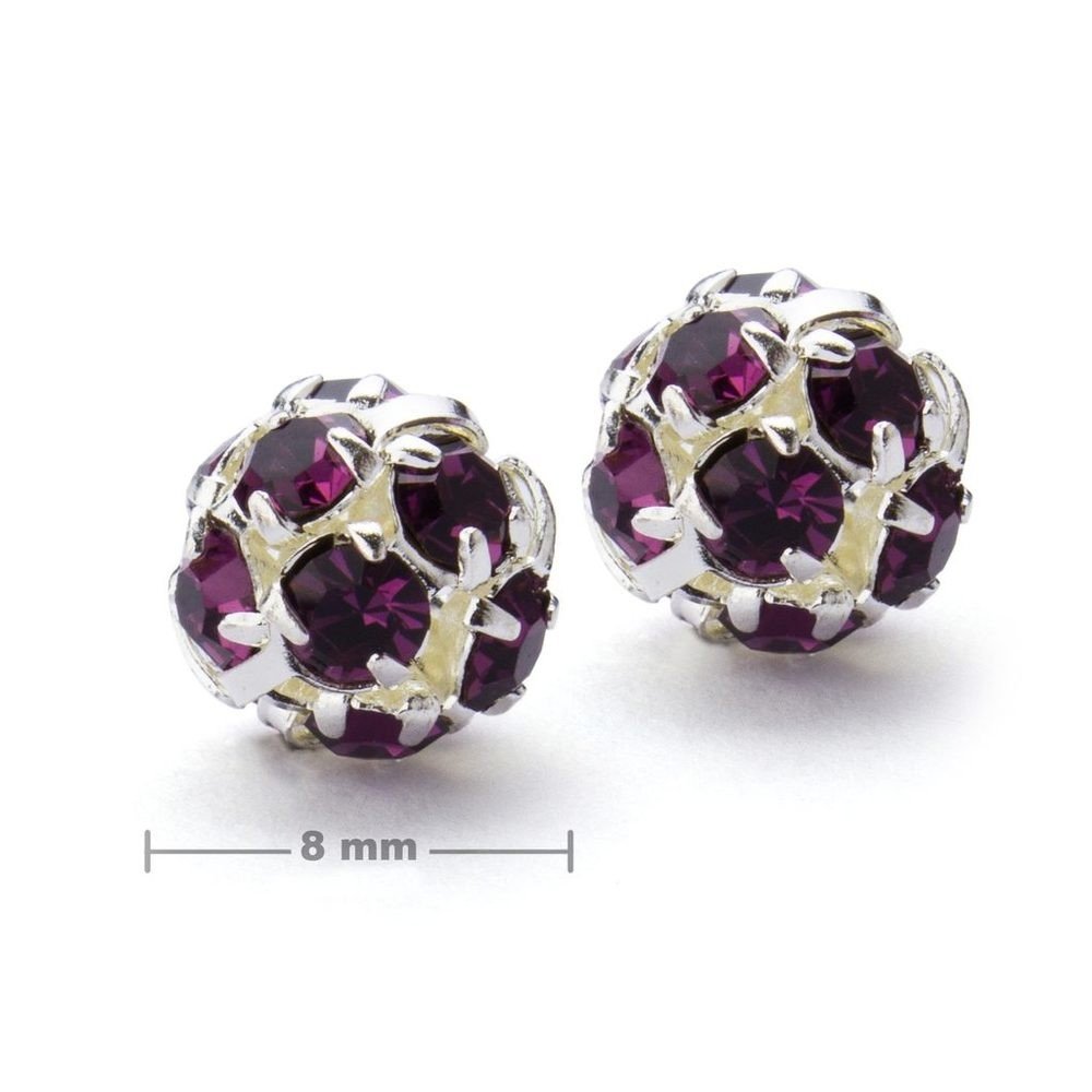 Štrasová kulička 8mm stříbrná Amethyst - 10 ks