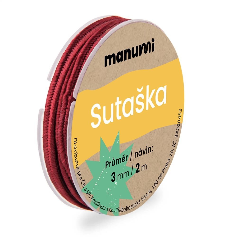 Manumi Sutaška 3mm/2m bordo - 1 ks