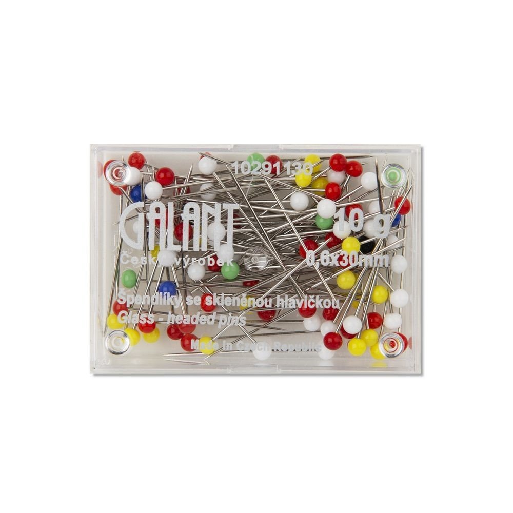 Špendlíky se skleněnou hlavičkou 30mm - 1 ks