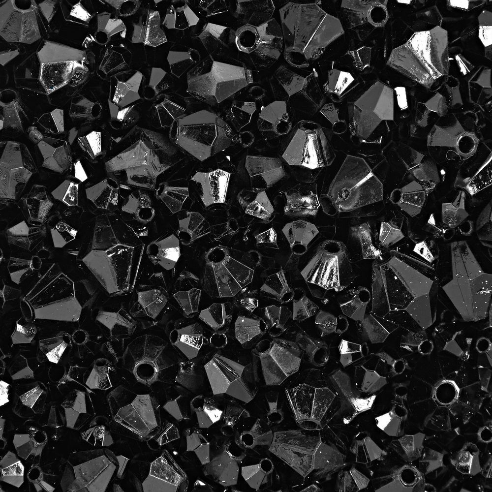 Broušené akrylové korálky 4-8mm černé - 100 g