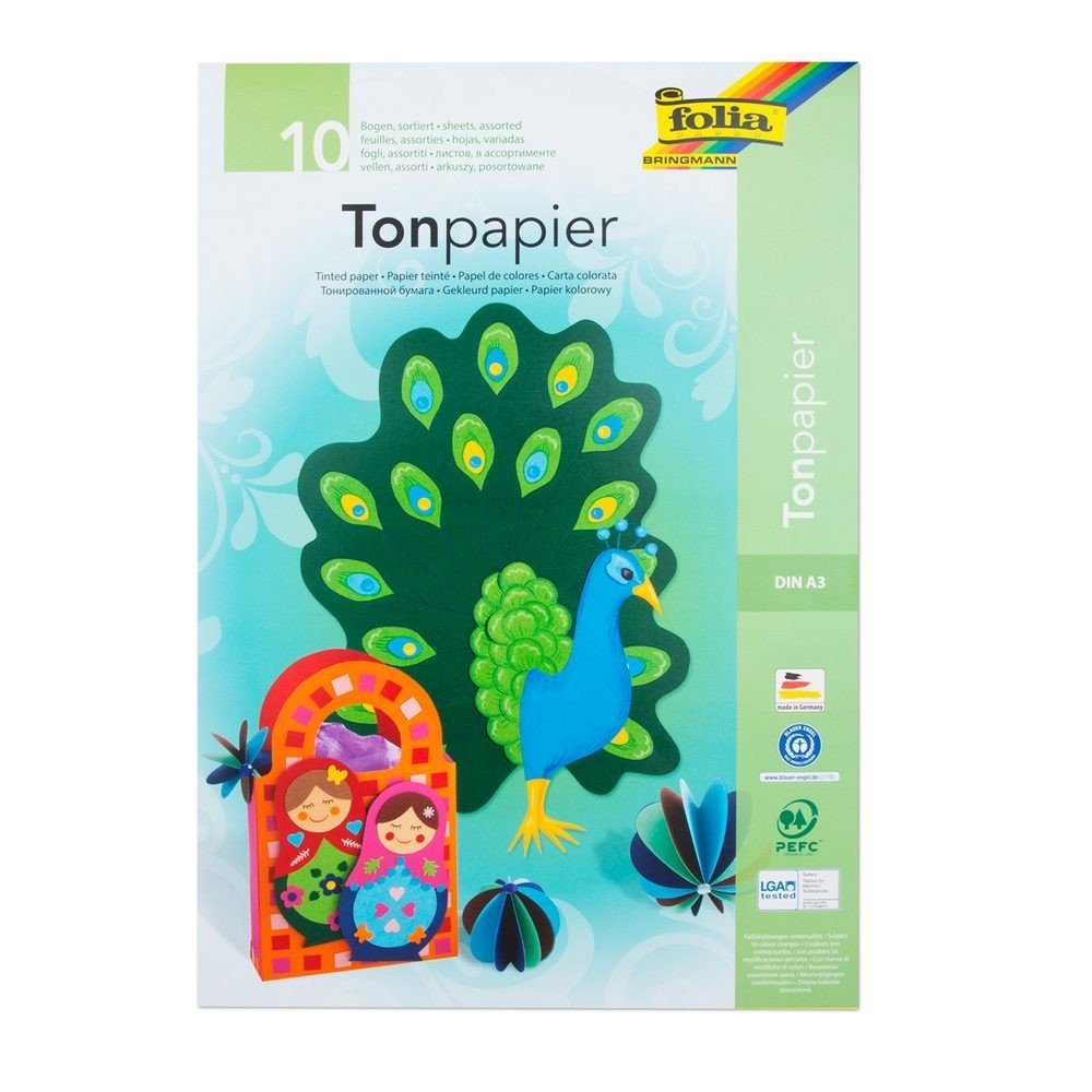 Sada barevných papírů 10 listů A3 130g/m² mix barev - 1 balení