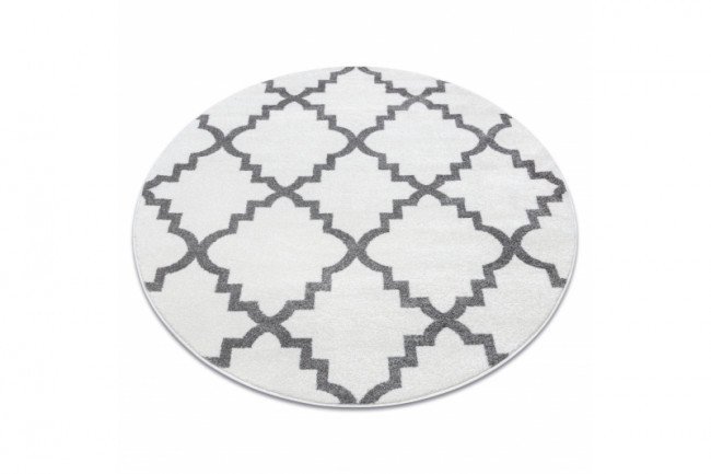 Koberec SKETCH kruh - F343 krém / šedý koniczyna marokánský trellis