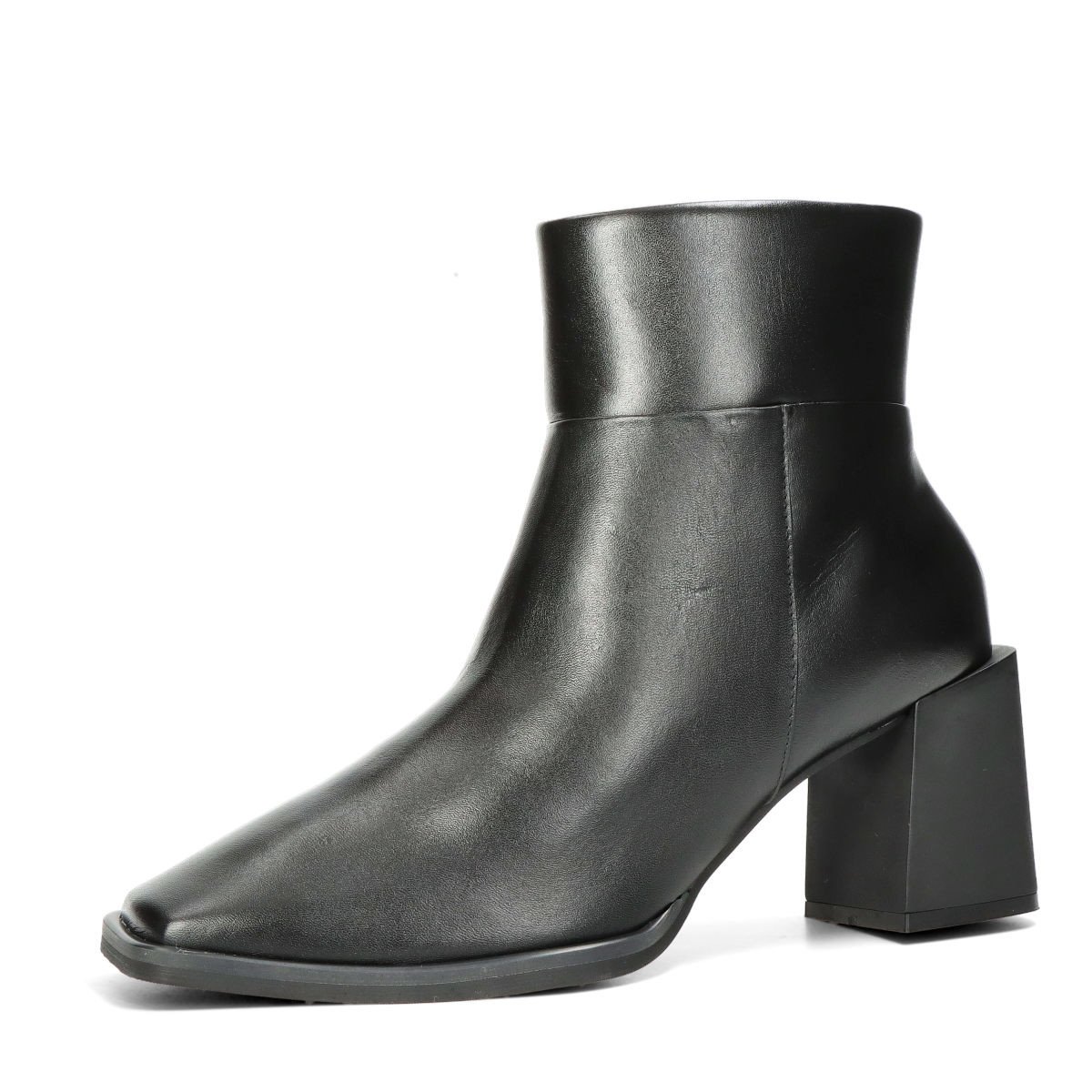 ETIMEĒ dámské kožené kotníkové kozačky na zip - černé - 36