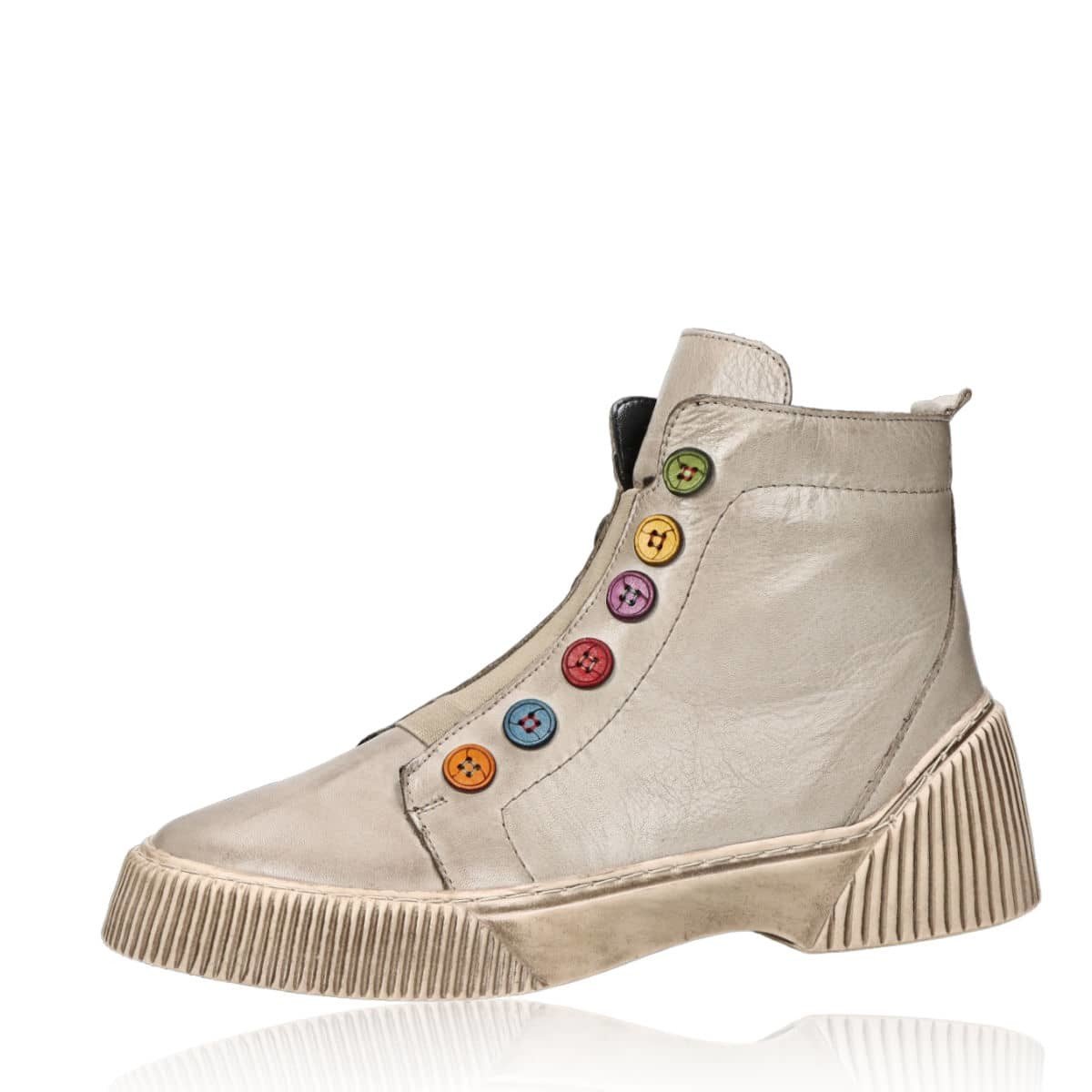 Robel dámské kožené kotníkové boty na zip - béžové - 36