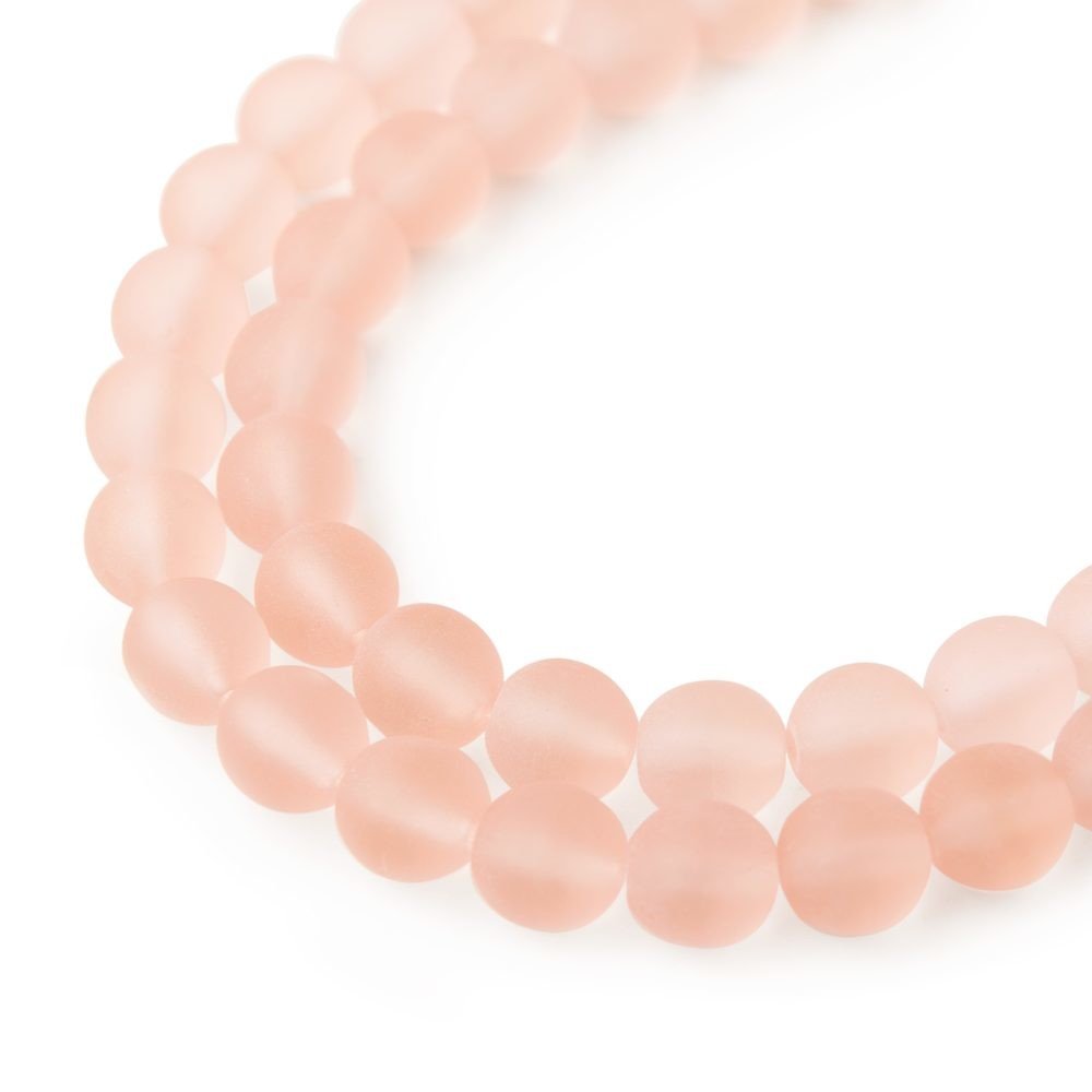 Skleněné mačkané kuličky 8mm Rosaline Matt - 110 ks