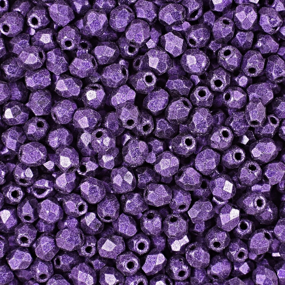 Broušené korálky 3mm Metallic Suede Purple - 300 ks