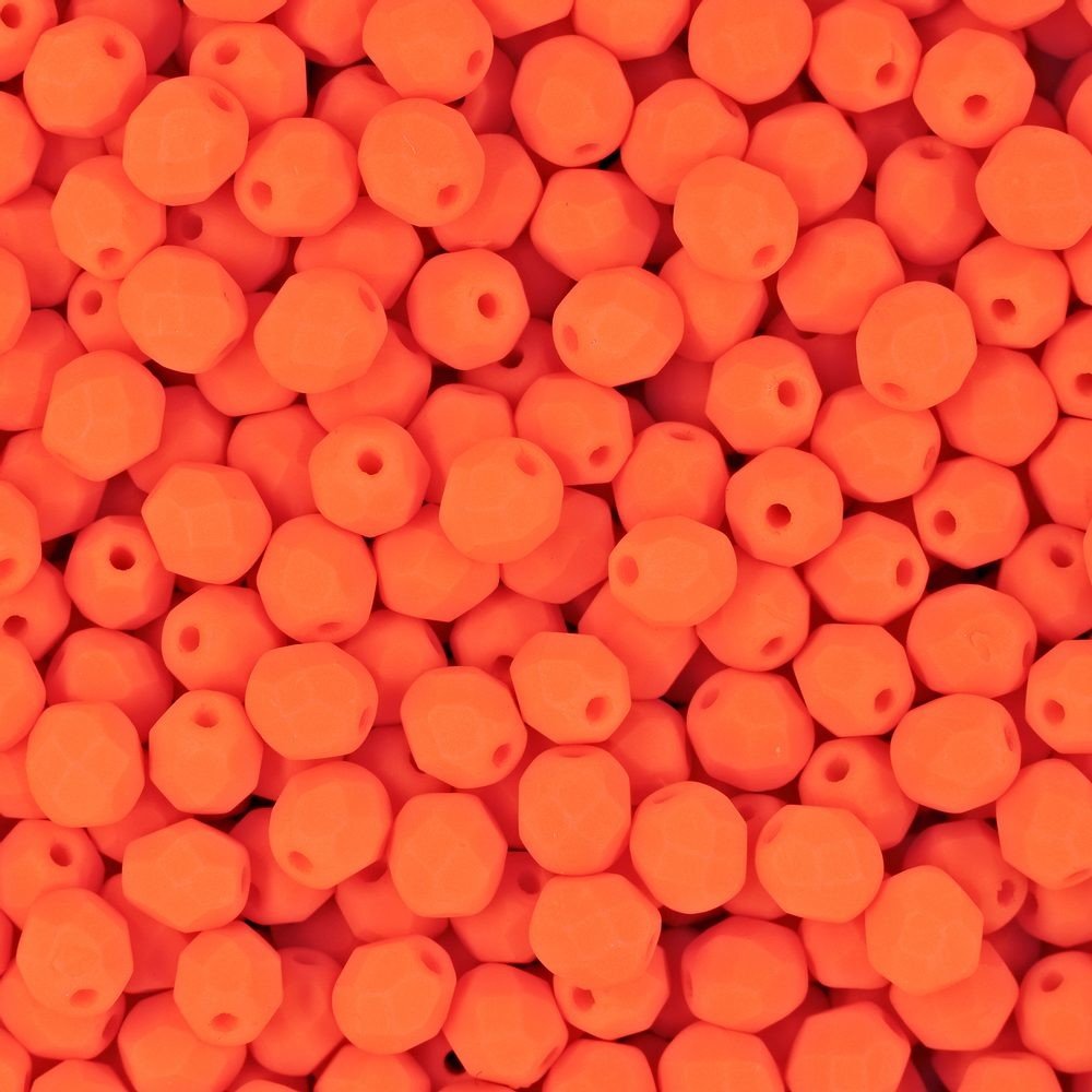 Broušené korálky 4mm Neon Orange - 225 ks