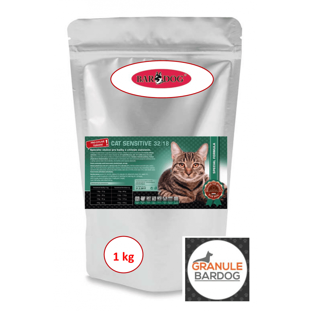 Bardog Krmivo pro kočky Cat Sensitive 32/18 1 kg