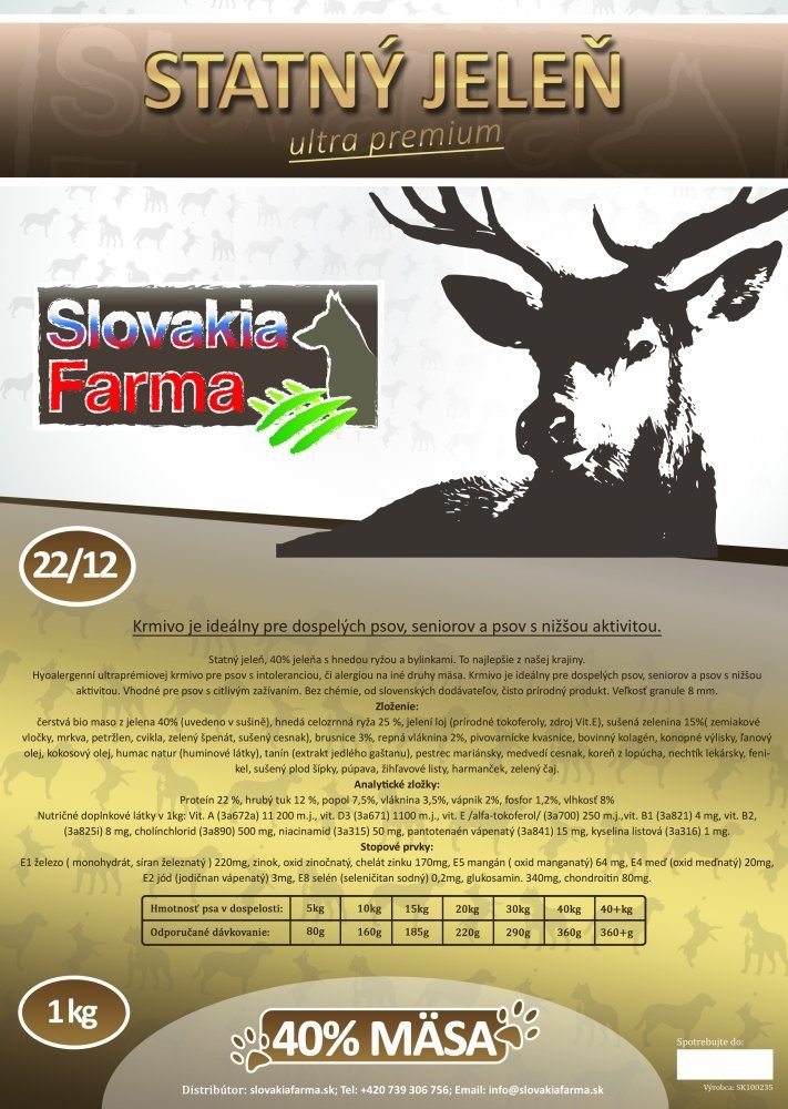 Vzorek Hypoalergenní Granule SlovakiaFarma Statný jelen 1kg