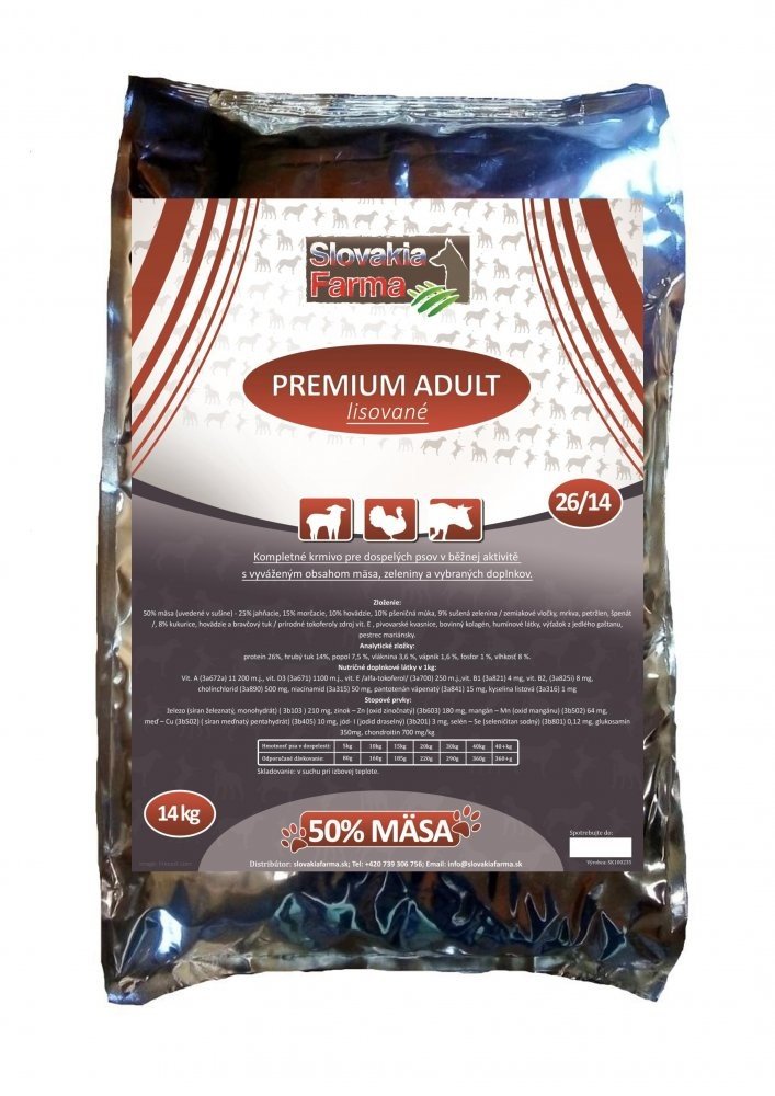 Lisované Granule Slovakia Farma - Premium Adult 26/14 - 14 kg