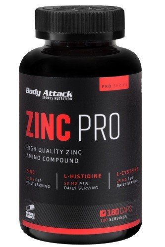 Body Attack Zinc Pro 180 kapslí Varianta: zinek + histidin + cystein + vitamin C