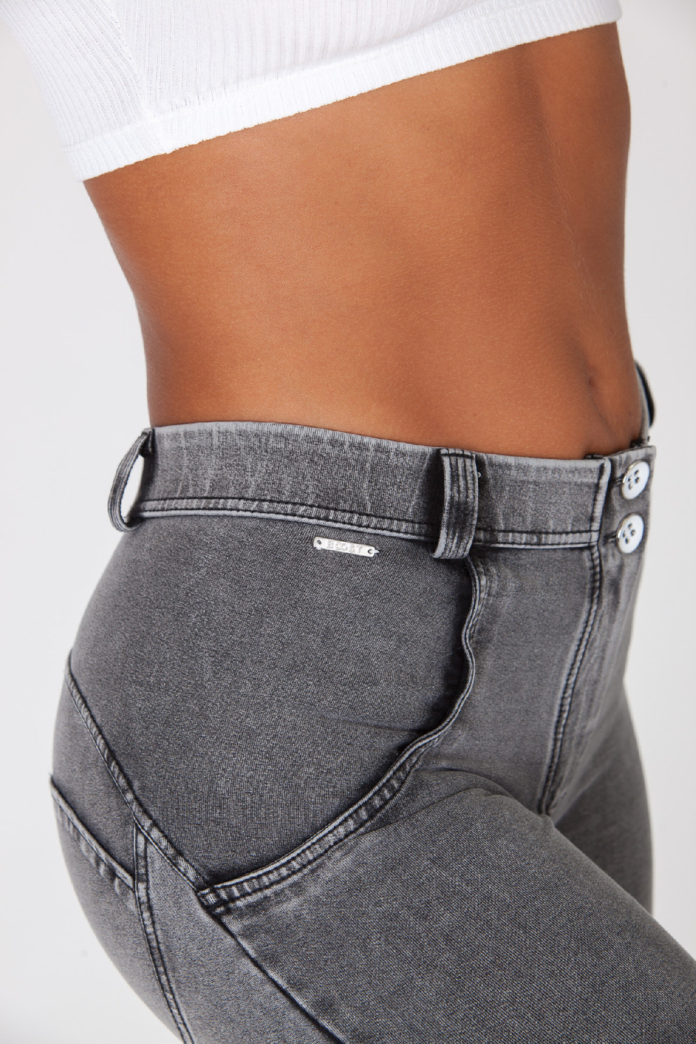 Boost Jeans Mid Waist Grey Barva: Šedá, Velikost: XL