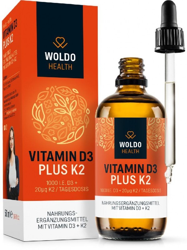 WoldoHealth® Vitamíny D3 + K2 v MCT (kapky) 50ml/1800 kapek