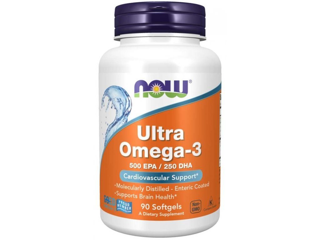 Now Foods NOW Ultra omega-3, 250 DHA/500 EPA, 90 softgelových kapslí