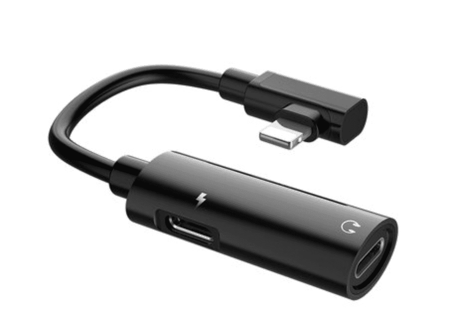 Adaptér HOCO dual pro iPhone Lightning - Nabíjení + Sluchátka Lightning - černý