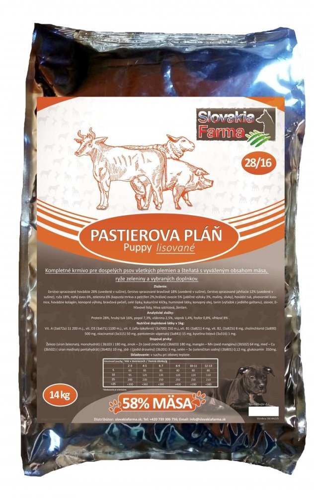 Lisované hypoalergenní Granule Slovakia Farma - Pastierova pláň 28/16 - 14 kg