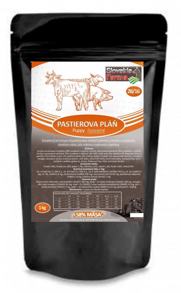 Lisované hypoalergenní Granule Slovakia Farma - Pastierova pláň 28/16 - 1 kg