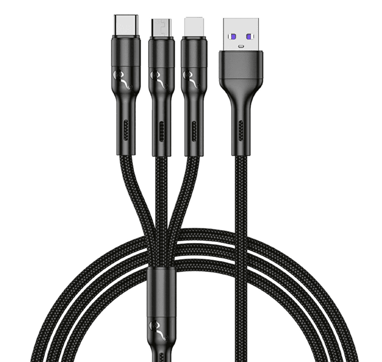EGA Kabel 3v1 - USB-C + Lightning + MicroUSB - 35W - černý