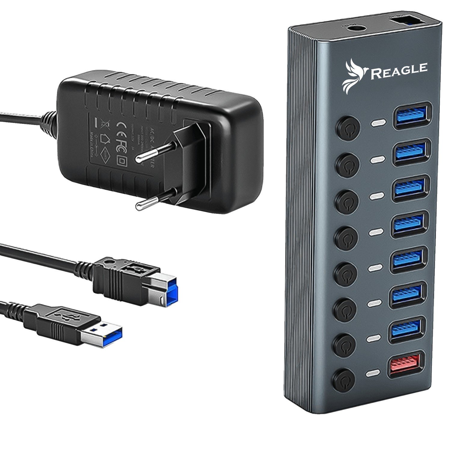 Hub Usb 3.1 Pro Aktivní 8 portů Usb-a Napájecí adaptér