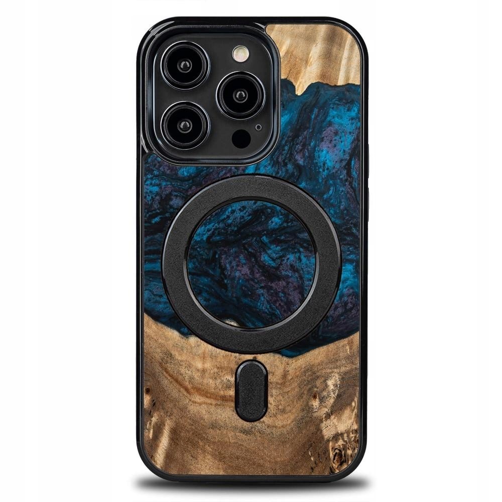 Kryt ze dřeva a pryskyřice na iPhone 15 Pro MagSafe Bewood Unique Neptun gran
