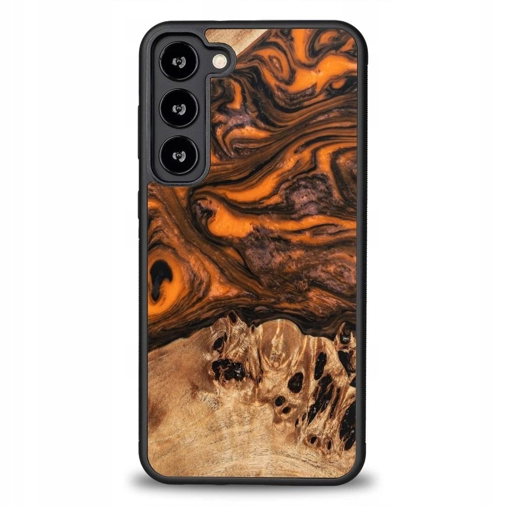 Dřevěné a pryskyřičné pouzdro pro Samsung Galaxy S23 Plus Bewood Unique Orange po