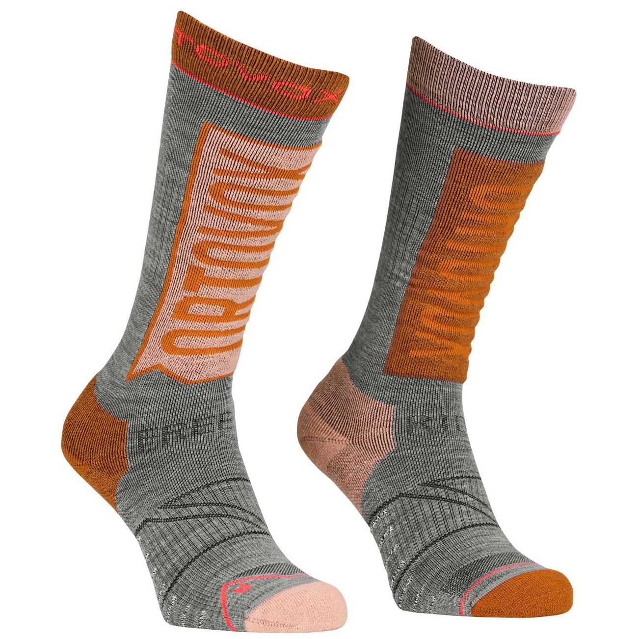 Dámské ponožky Ortovox Free Ride Long Socks W Velikost ponožek: 42-44 / Barva: šedá/oranžová