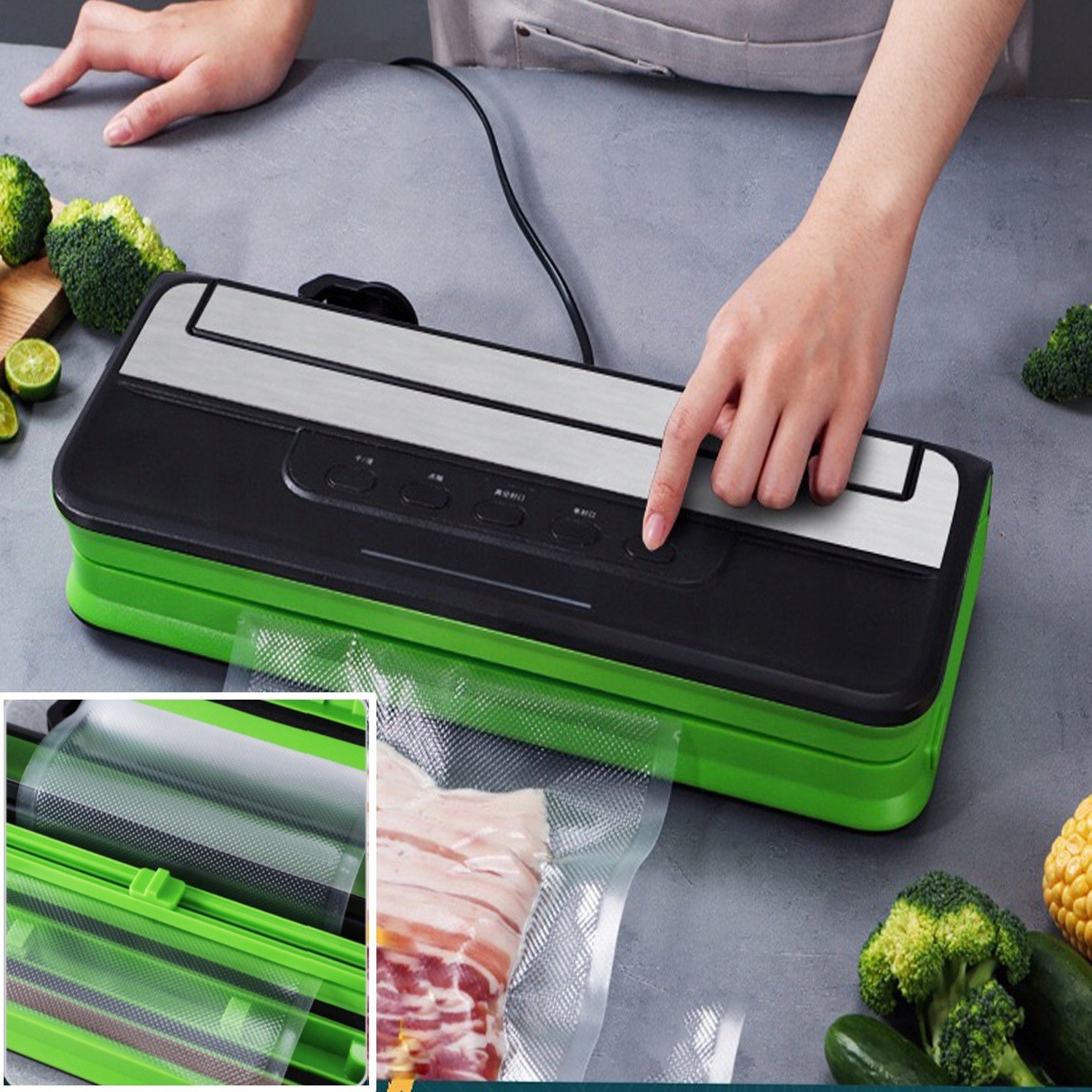 Zgrzewarka Próżniowa Zywności 6 Trybów Do Folii Żywnosci Z Obcinarką 110W